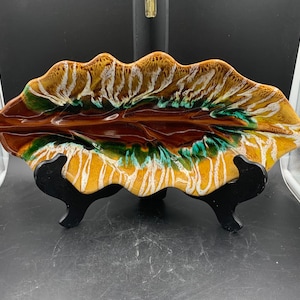 Vallauris Pottery France Console Bowl Mid Century Modern Drip Glaze MCM As Is FREE SHIPPING
