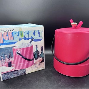 70's MOD Retro Magenta Pink Plastic Ice Bucket Vintage FREE SHIPPING image 1