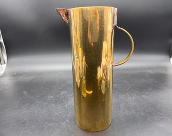 Brass Pitcher Tall Sleek Hand Wrought Vintage