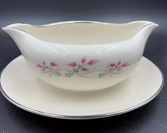 Triomphe Lilac (Rim) Pattern Bone China Sauce Boat Gravy Boat Vintage