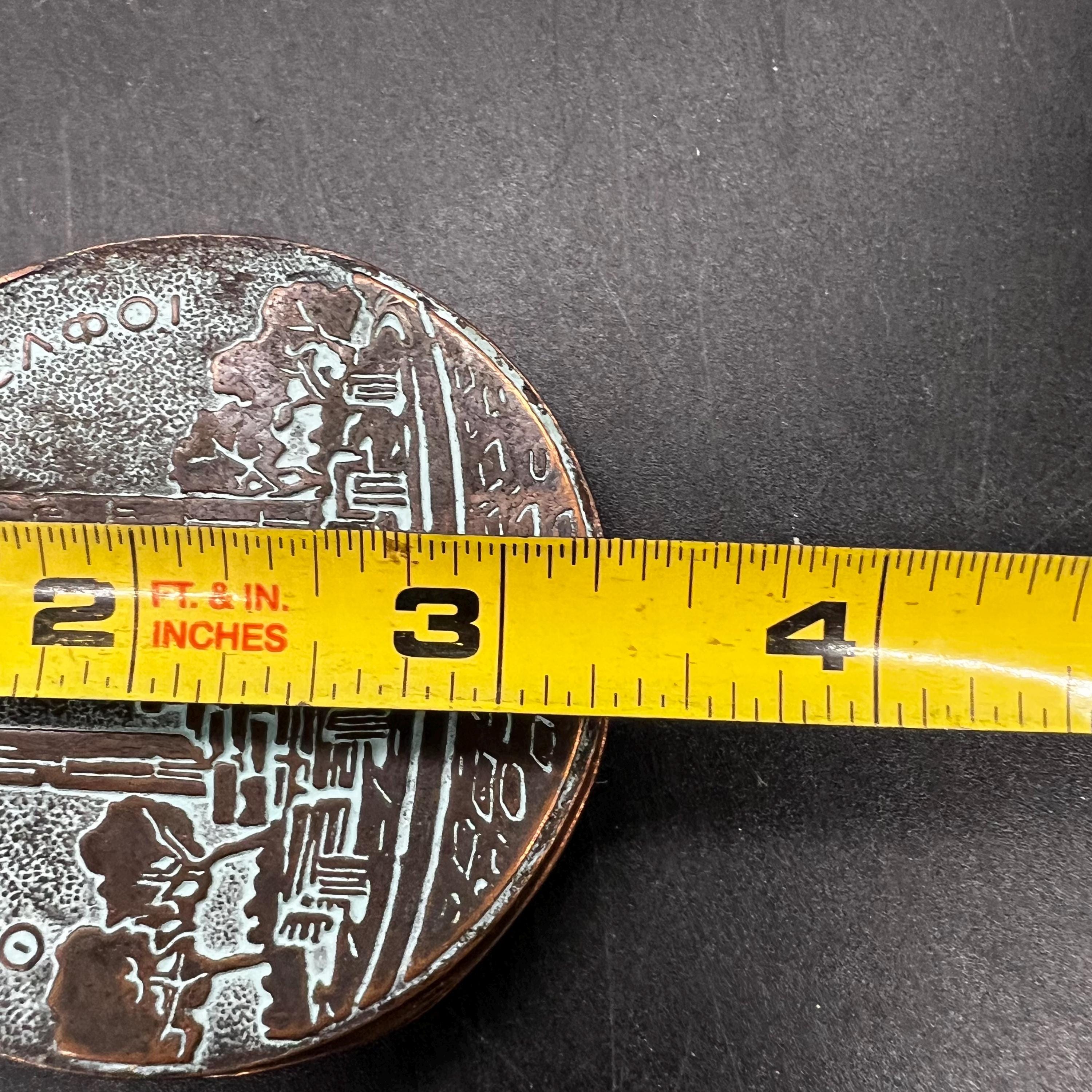 Vintage Delphi Greece Cast Metal Paperweight Spring Clip Memo