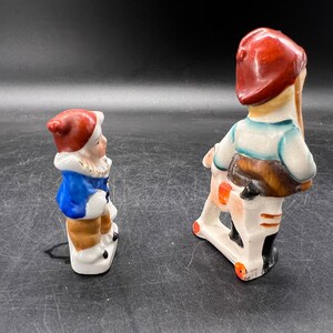 Occupied Japan Small Figurines Boy with Rocking Horse and Clown Vase image 3