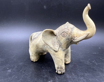 Crushed Oyster Shell Elephant Figurine Vintage