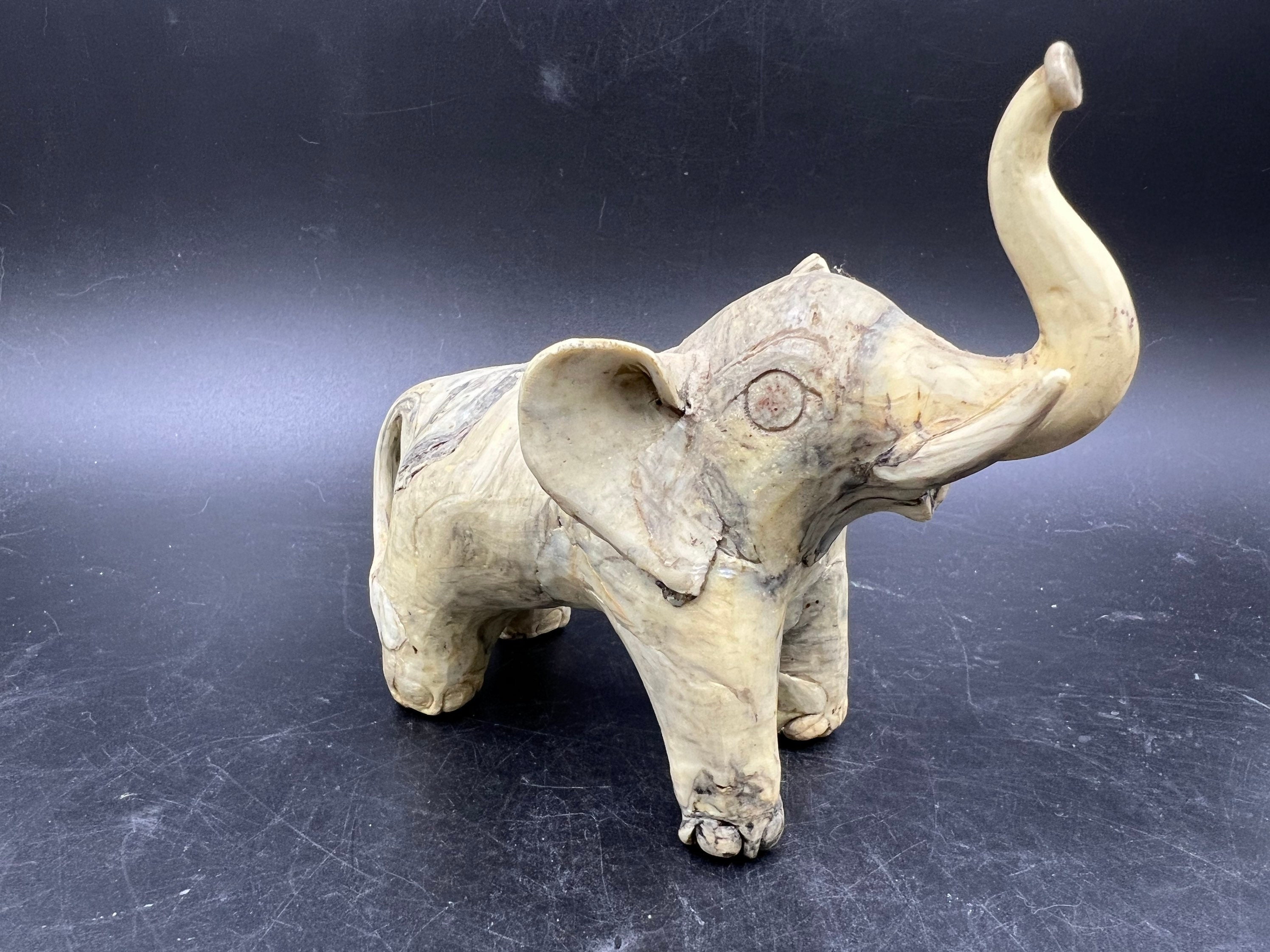 Vintage Crushed Oyster Shell Elephant Figurine, 1960s Mid-century
