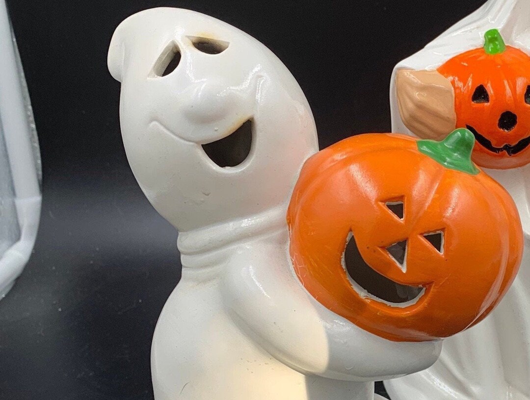 Vintage Ceramic Ghost Tealight Holder With Jack O' Lantern - Etsy