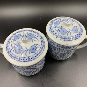 Williams Sonoma Chinoiserie Lidded Tea Cups Coffee Mugs Grand Cuisine IDC Vintage image 2