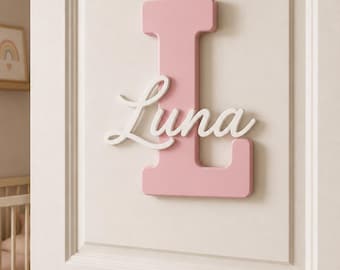 Kids Bedroom Door Sign, Personalized Initial & Name, Custom Door Plaque, Nursery Decor, New Baby Gift