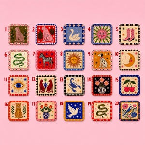 Mix & Match Coasters, Colourful Maximalist Coaster Set, Choose Your Own Coasters, Folk Art Home Decor, Housewarming Gift