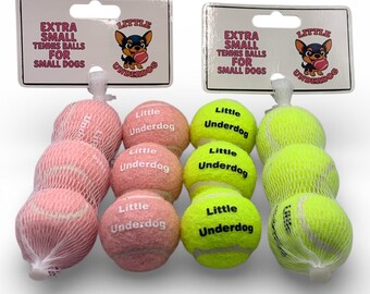 Extra Small Tennis Balls For Small Dogs | Chihuahua Dog Toy | 1.5 Inch Squeaky Puppy Balls | Little Underdog XXS Tennis Balls