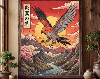 Talonflame poster – pokemon inspired wall art print decor (digital download)