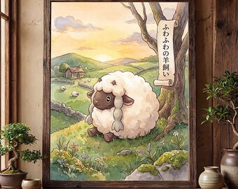 Wooloo-poster – op Pokémon geïnspireerd muurkunstprintdecor (digitale download)