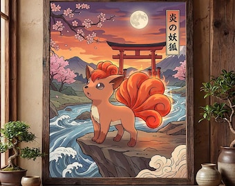 Poster di Vulpix – stampa artistica da parete ispirata ai Pokémon (download digitale)
