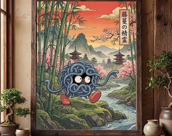 Tangela poster – pokemon inspired wall art print decor (digital download)