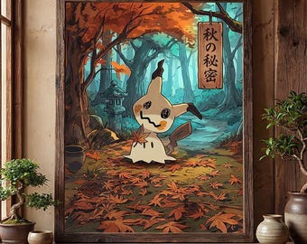 Mimikyu fan art poster – pokemon inspired wall art print decor (digital download)