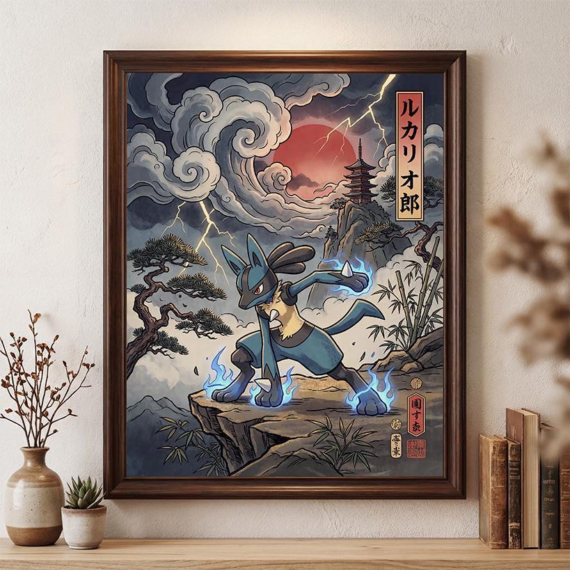 ルカリオ　ポスター Lucario Poster – Pokemon Inspired Wall Art Print Decor (digital