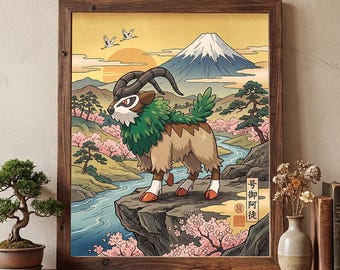 Gogoat poster – pokemon inspired wall art print decor (digital download)