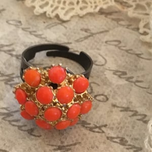 Vintage Cocktail Ring, statement ring, upcycled ring, antique cocktail ring, orange ring, ring, adjustable ring, gift for her, cocktail ring