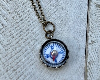 Lost and found necklace, compass pendant necklace, steampunk necklace,  compass necklace, compass jewelry, gift for her