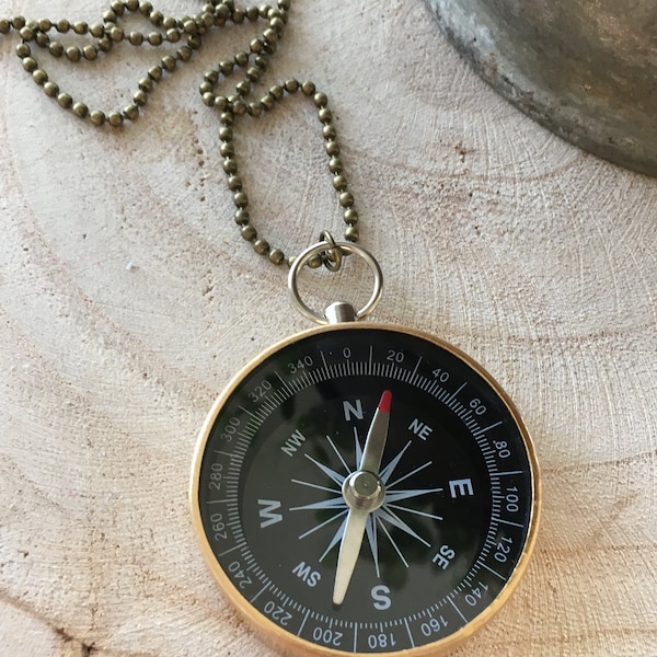 Lost and found necklace, compass pendant necklace steampunk necklace, gift for her