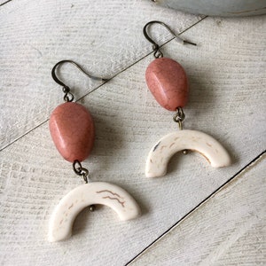 Crescent earrings, crescent moon earrings, crescent dangle earrings, geometric earrings, bohemian earrings, moon earrings, gift for her