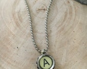 Typewriter Key Necklace, vintage jewelry, repurposed, initial necklace, steampunk jewelry