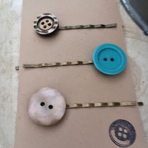Button Bobby Pins, button hair pins, button hair clips, hair accessories, button barrettes, hair pins, hair clips, bobby pins, gift for her