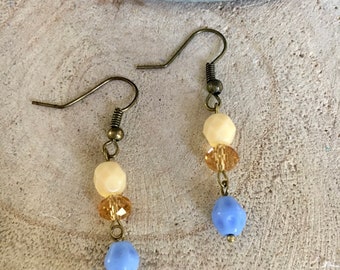 Blue drop earrings, dangle earrings, one of a kind, gift for her