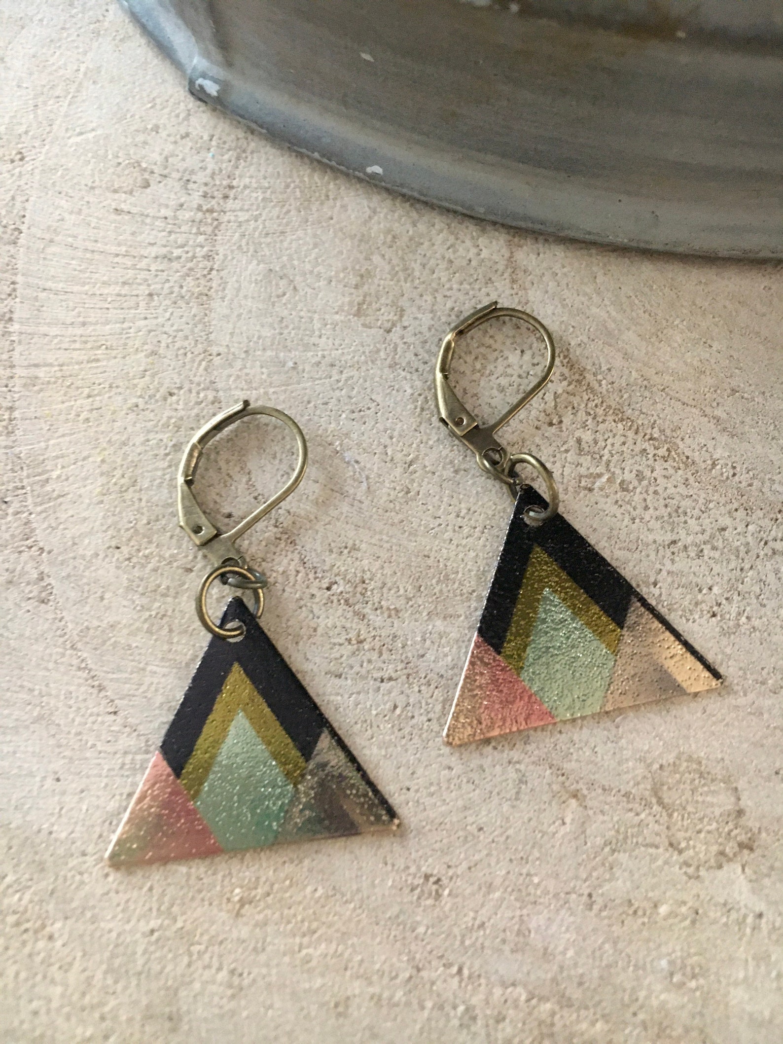 Mountain dangle earrings triangle earrings geometric Etsy