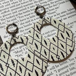 Leather Earrings, dangle earrings, bohemian jewelry, leather dangle earrings, leather circular earrings, boho earrings, gift for her