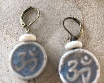 Ceramic Earrings, dangle earrings, rustic jewelry