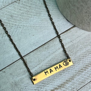 Mama stamped necklace, hand stamped necklace, mama bar necklace, stamped necklace, bar necklace, mama jewelry, gift for her, mom necklace