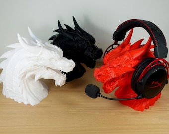 Dragon Bust Headphone Stand | 3D Printed Gaming Headset Holder