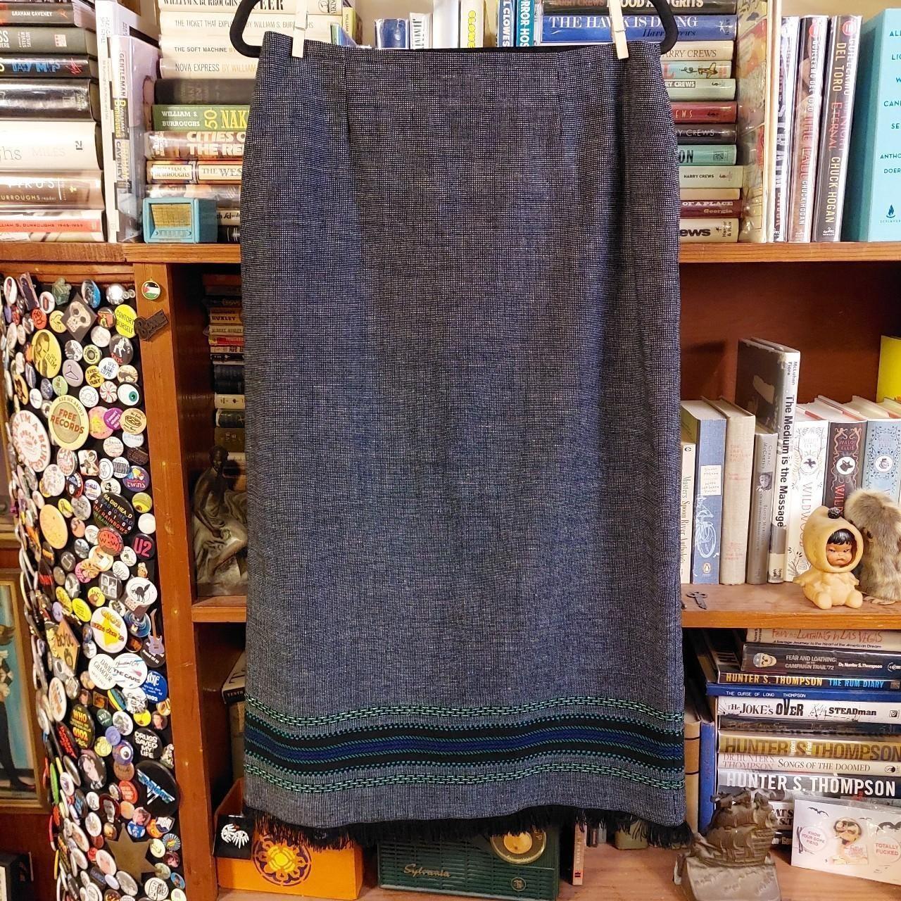Russell Athletic, Vintage Simply Russell Grey Stripe Fringe Midi Skirt 90s Made in Canada Medium