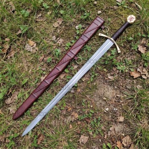 Hand Forged Scottish Long Sword | 5160 Spring Steel Blade, Leather Scabbard