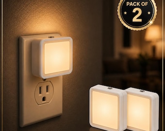 Pack of 2 LED Night Lights, Auto Dusk-to-Dawn Sensor, Warm White