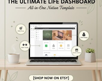 Ultimate Life Dashboard Notion Template, All-in-One Digital Planner (PDF Download)
