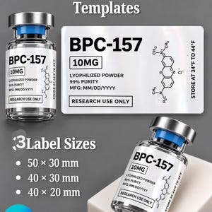 Niimbot Peptide Labels Template | Niimbto Peptide Labels | Peptide Labels | Vial Label Printer | Nimbot Peptide Labels | Vial Labels