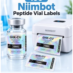 Niimbot Peptide Vial Labels | Niimbot Printer m2, m3 b1, b21 pro | Canva Editable Template | Peptide Label Design,40×30mm, 40×20mm & 50×30mm