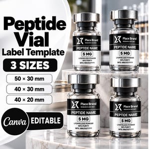 Niimbot Peptide Label Template | Vial Label Template for Niimbot M2 | Editable Peptide Labels | Peptide Nimbot Template | 3ml Vial Case