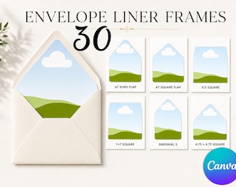Editable Envelope Liner Template | DIY Stationery Printable Design | Canva Digital Download | Wedding C5, C6, A7, Square | 30 Designs Bundle