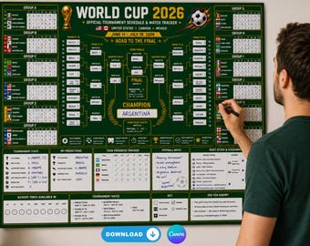 WM 2026 Kalender | Spielplan WM 2026 | Fußball WM 2026 Klammer Poster | Calenderio Mundial | Fußball Kalender 2026