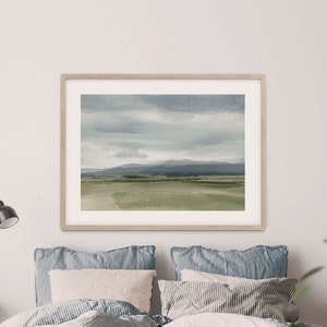 Landscape Ben Lomond Rain A1 or A2 Art Print, Tasmanian Spring Farm Landscape, Australian Mountain Watercolour, Giclee image 4