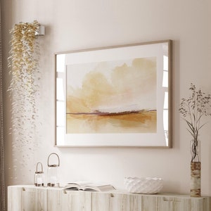 Golden Light Landscape Art Print, Yellow Toned Modern Australian Art, Abstract Poster, Giclee