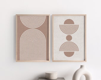 Beige Arches Abstract A3 or A4 Art Print Pair, Linen Texture, Organic, Minimalist Art Poster Set, Modern Abstract, Giclee