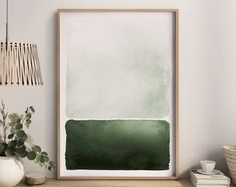 Abstract Green Landscape A3 or A4 Art Print, Green Graphic Poster, Rothko Inspired Minimalist, Light Modern Abstract Art, Wall Decor, Giclee