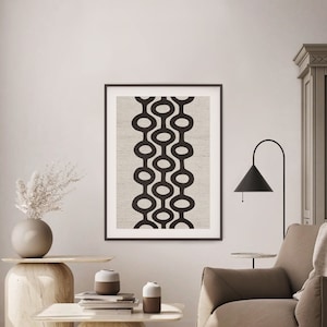 Natürliche Pods Abstrakte Kunst Druck, Schwarz und Beige, Leinenstruktur, Bio, Modern Minimalist, Giclee