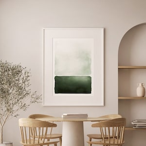 Impresión de arte de paisaje verde abstracto, cartel gráfico verde, minimalista inspirado en Rothko, arte abstracto moderno ligero, Giclee