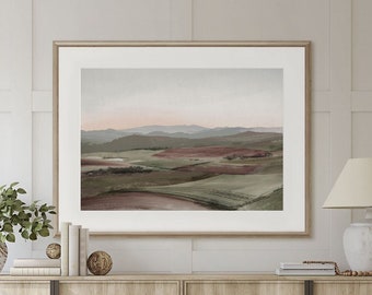 Landscape NW Farm A1 or A2 Art Print, Tasmanian North West Landscape, Australian Modern Abstract Watercolour