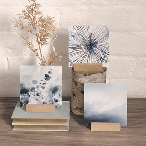 Blue Art Card Set, Floral and Clouds, Shelfie Art, Set of 3 Art Cards, Postcard Set, Australian Art