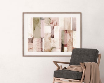 Pastel Square Floral Abstract A1 or A2 Art Print, Pastel Abstract Landscape, Modern Floral Art, Poster, Giclee